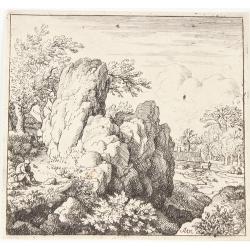 118 - ALLART VAN EVERDINGEN  'The Large Rock'  original 17th century etching  on watermarked paper  extens... 