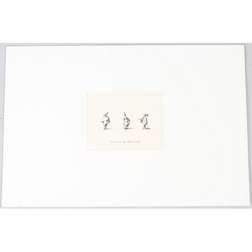 119 - JACQUES CALLOT  'Lady seen from behind between two men'  original 17th century etching  extensively ... 