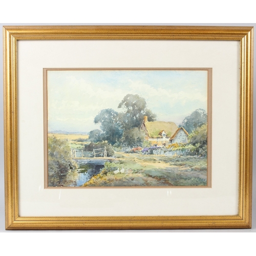 184 - HENRY JOHN SYLVESTER STANNARD (1870-1951)  Landscape with cottage and stream  watercolour  signed  2... 