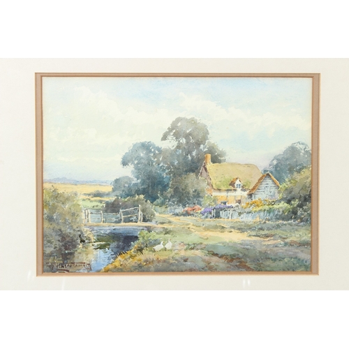 184 - HENRY JOHN SYLVESTER STANNARD (1870-1951)  Landscape with cottage and stream  watercolour  signed  2... 