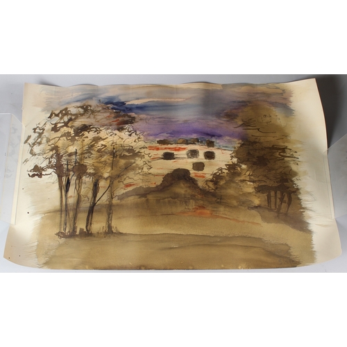 186 - 20TH CENTURY POSSIBLY MIDDLE EASTERN  Trees and buildings  watercolour  signed and dated indistinctl... 