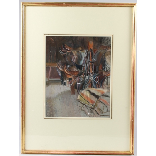 189 - NEIL FOSTER  'Badminton Tackroom'  pastel  signed  Chris Beetles Gallery label  38 x 30cm