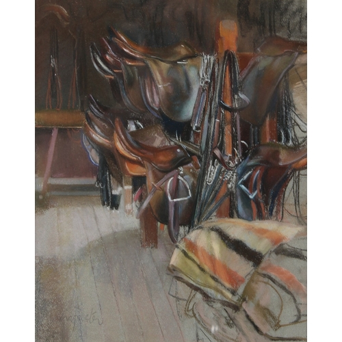 189 - NEIL FOSTER  'Badminton Tackroom'  pastel  signed  Chris Beetles Gallery label  38 x 30cm