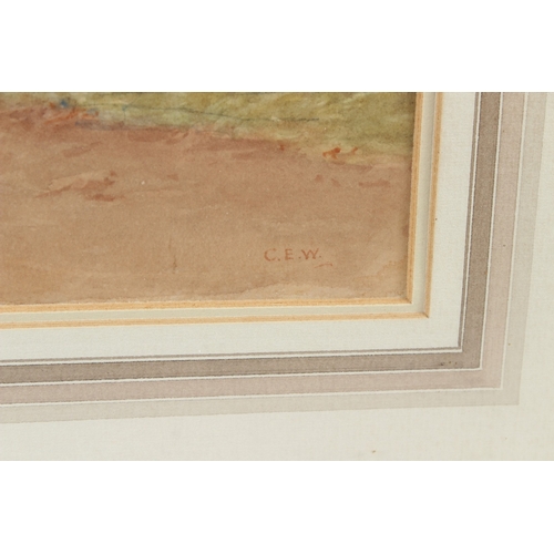197 - CHARLES EDWARD WILSON (1854-1941)  Cattle beside a barn  watercolour  signed with initials  25.5 x 3... 