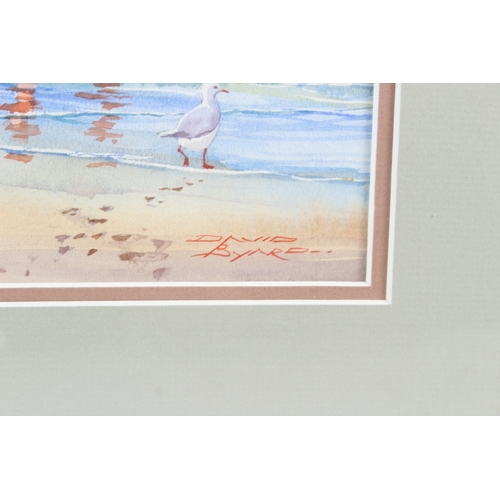 199 - DAVID BYARD (b.1943)  Paddlers on a beach  watercolour  signed  22.5 x 44.5cm