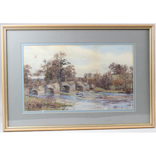 200 - A M GOODALL  Horse and cart crossing a stone bridge  watercolour  signed and dated 1903  29 x 49cm