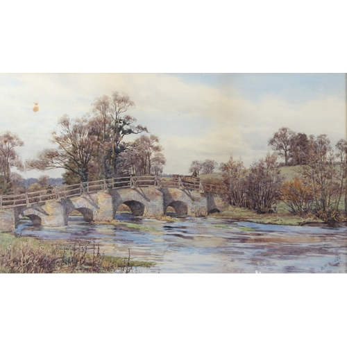 200 - A M GOODALL  Horse and cart crossing a stone bridge  watercolour  signed and dated 1903  29 x 49cm