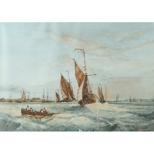 202 - EDWARD KING REDMORE (1860-1941)  'Hay barges in the Thames Estuary'  watercolour  signed  32 x 45cm
