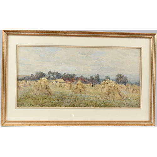 207 - FRITZ B. ALTHAUS (1863-1962)  Landscape with haystacks  watercolour  signed and dated '86  inscribed... 