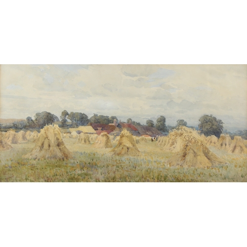 207 - FRITZ B. ALTHAUS (1863-1962)  Landscape with haystacks  watercolour  signed and dated '86  inscribed... 