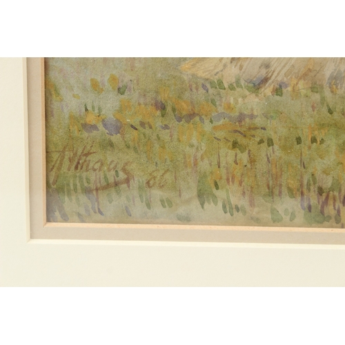 207 - FRITZ B. ALTHAUS (1863-1962)  Landscape with haystacks  watercolour  signed and dated '86  inscribed... 