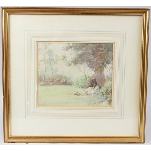 208 - ATTRIBUTED TO MILDRED ANNE BUTLER (1858-1941)  'Edwardian Afternoon'  watercolour  signed  gallery l... 