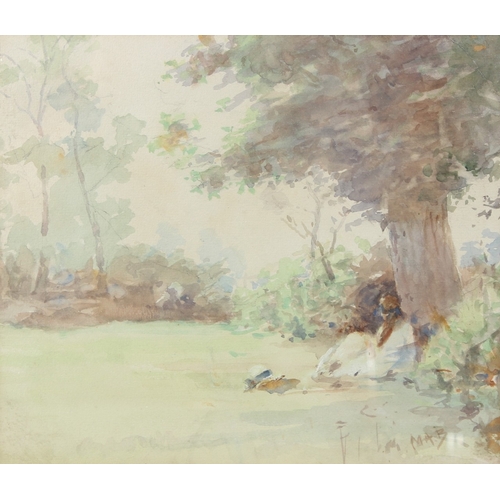 208 - ATTRIBUTED TO MILDRED ANNE BUTLER (1858-1941)  'Edwardian Afternoon'  watercolour  signed  gallery l... 