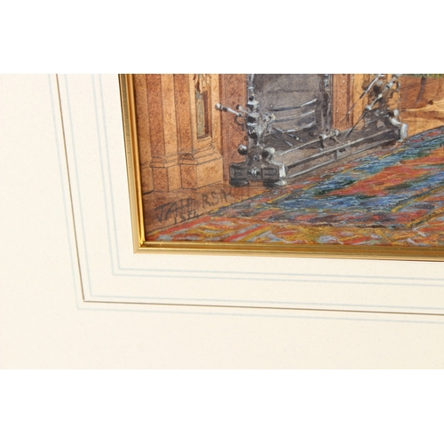 209 - JOHN ADAM HOUSTON RSA(1812-1884)  Stately home dining room  watercolour  signed  a/f no glass  35 x ... 