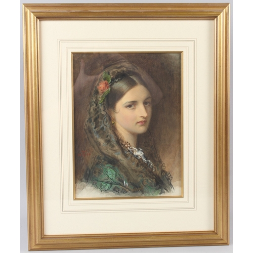 211 - LATE 19TH / EARLY 20TH CENTURY SCHOOL  Portrait of a Gypsy woman  watercolour, signed with a monogra... 