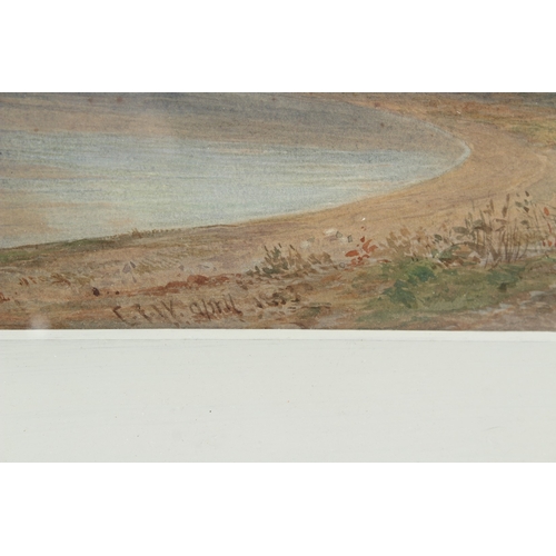 212 - BRITISH SCHOOL (19TH CENTURY)  Mountain landscape with cottages  on a river bank  watercolour  31 x ... 