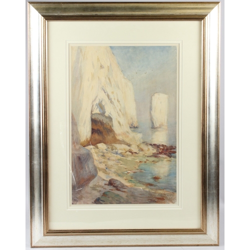 216 - JAMES PHILIP S. STREATFIELD  Coastal view with cliffs, probably Durdle Door Dorset  watercolour  sig... 