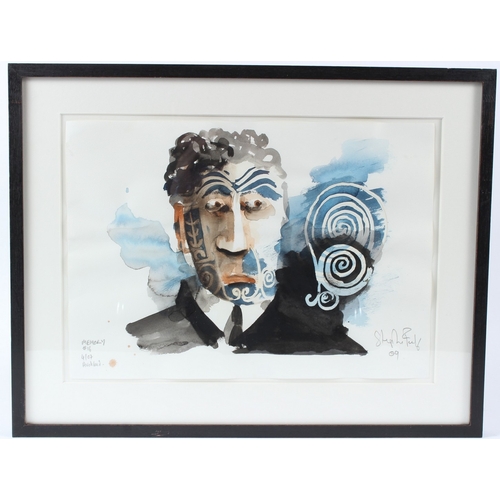 222 - STEPHEN FARTHING (1950)  'Memory #16'  Maori Face series  watercolour  signed, inscribed and dated '... 
