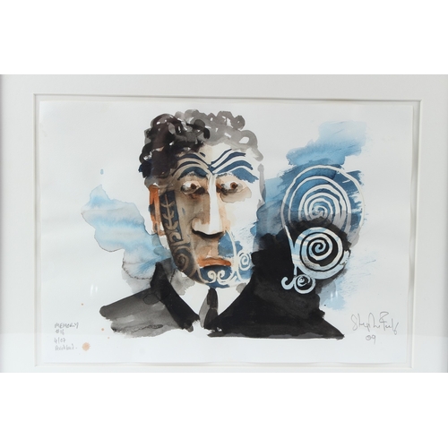 222 - STEPHEN FARTHING (1950)  'Memory #16'  Maori Face series  watercolour  signed, inscribed and dated '... 