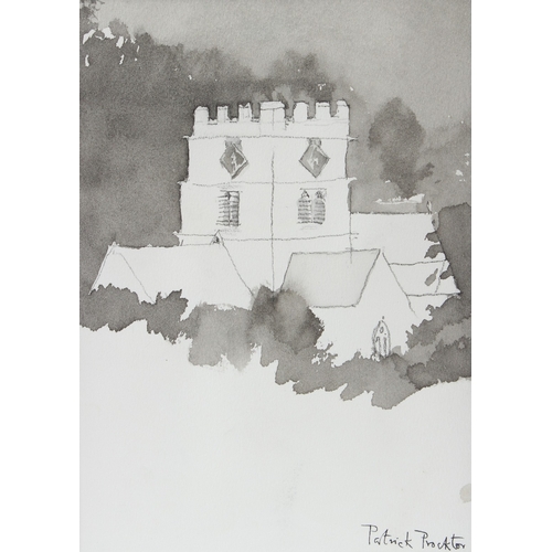 223 - PATRICK PROCKTOR (1936-2003)  Church tower  watercolour and pencil  signed  24 x 18cm