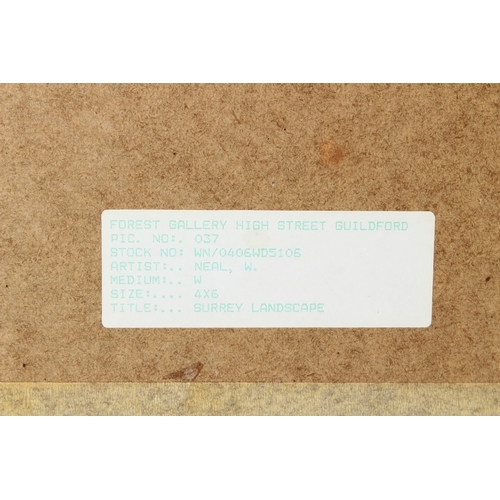 225 - WILLIAM NEAL (b.1947)  'Surrey Landscape'  watercolour  14 x 9.5cm