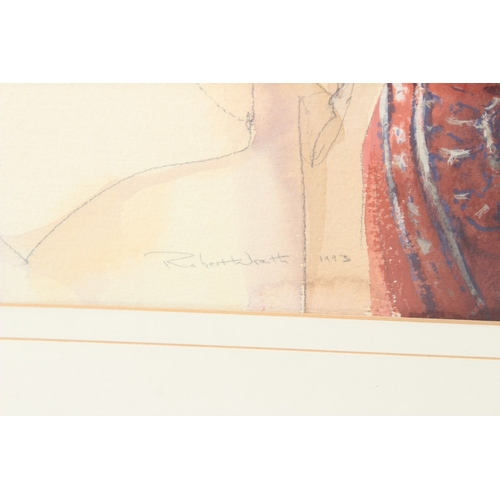 230 - ROBBIE WRAITH (b.1952)  Still life with Venetian masks  watercolour and pencil  signed and dated 199... 