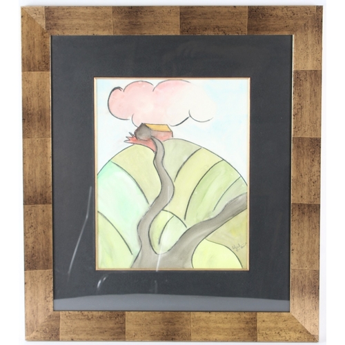 231 - ALBERT LOUDEN (b.1943)  House on a hill  pastel on paper  signed  44 x 34cm