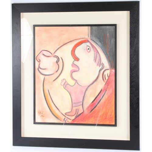 233 - ALBERT LOUDEN (b.1943)  Two figures  mixed media on canvas  signed and dated 1999  60 x 50cm