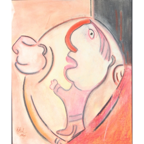 233 - ALBERT LOUDEN (b.1943)  Two figures  mixed media on canvas  signed and dated 1999  60 x 50cm