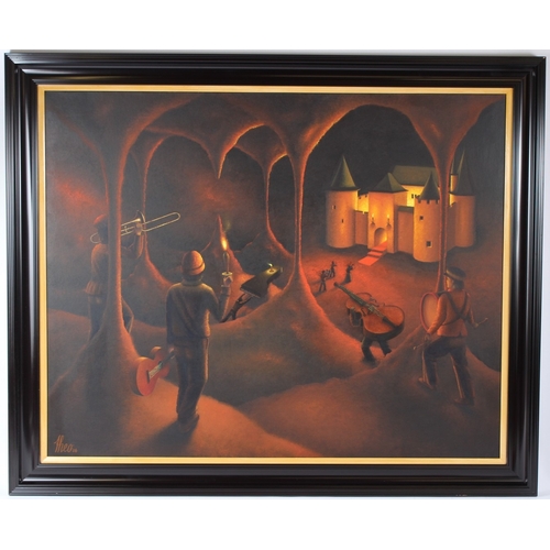 240 - THEO LEERING (CONTEMPORARY)  Subterranean castle  oil on canvas  signed and dated '06  78.5 x 98cm