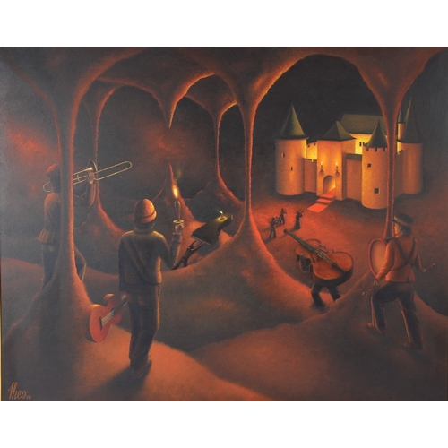 240 - THEO LEERING (CONTEMPORARY)  Subterranean castle  oil on canvas  signed and dated '06  78.5 x 98cm
