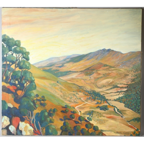301 - BRENDA HARTILL (1943)  Large valley landscape  oil on canvas  signed and dated '91  unframed  106.5 ... 