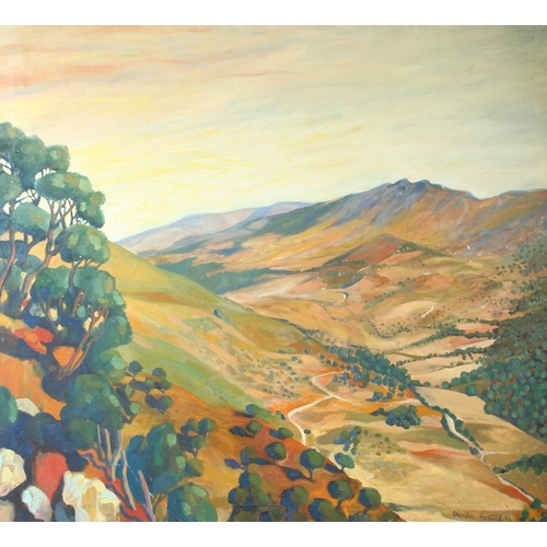 301 - BRENDA HARTILL (1943)  Large valley landscape  oil on canvas  signed and dated '91  unframed  106.5 ... 