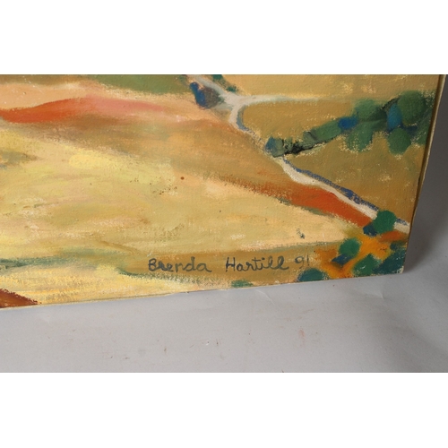 301 - BRENDA HARTILL (1943)  Large valley landscape  oil on canvas  signed and dated '91  unframed  106.5 ... 