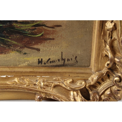 304 - HENRI CAUCHOIS (1850-1911)  Still life of daisies and poppies in a basket  oil on canvas  signed  72... 