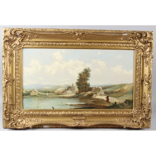 306 - ALFRED VICKERS  River landscape  oil on canvas  36 x 65.5cm