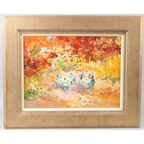 314 - JAMES HARRIGAN (1937)  'A View from the Bridge, Richmond'  oil on board  signed  36.5 x 49.5cm  purc... 