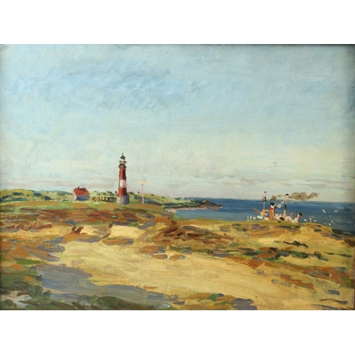 316 - GERMAN SCHOOL (EARLY 20TH CENTURY)  'Leuchtturm Hornum - Sylt'  coastal landscape with lighthouse  o... 