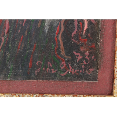 319 - POSSIBLY CONTINENTAL SCHOOL  Stylised portrait  impasto oil on board  signed indistinctly  45 x 33cm