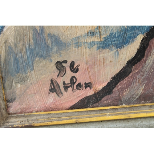 321 - POSSIBLY EUROPEAN SCHOOL  Two stylised figures in a landscape  oil on canvas  signed indistinctly  6... 