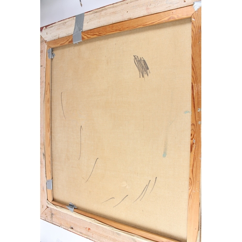 322 - 20TH CENTURY SCHOOL  Thatched cottages and trees  oil on canvas  signed indistinctly Hudson?  68 x 7... 