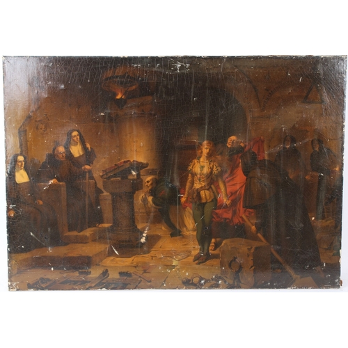 323 - FOLLOWER OF TOBIAS EDWARD ROSENTHAL  Monastery interior with a young woman before nuns and monks  oi... 