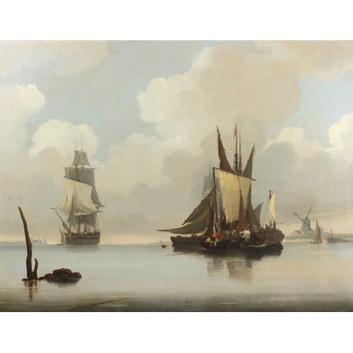 327 - FREDERICK CALVERT (c.1785-c.1845)  Shipping off a coast  oil on canvas  signed indistinctly  68 x 89... 
