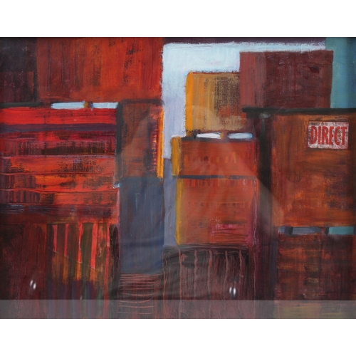 328 - ENGLISH SCHOOL (LATE 20TH CENTURY)  'The Depot IV'  acrylic on card  inscribed on the backing board ... 