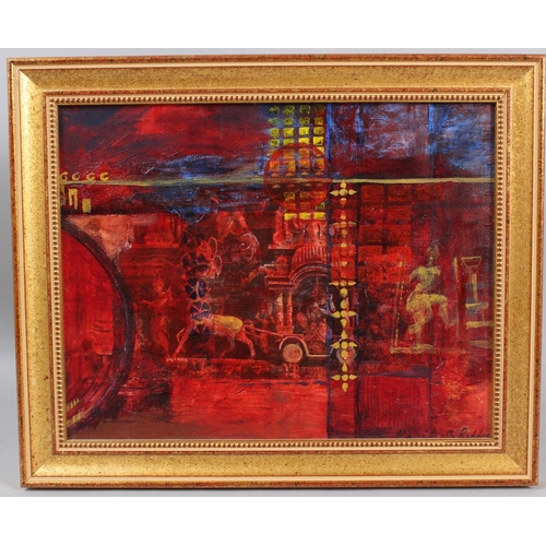 329 - BRITISH SCHOOL (LATE 20TH CENTURY)  Fantasy  oil on canvas board  signed indistinctly  28 x 35cm