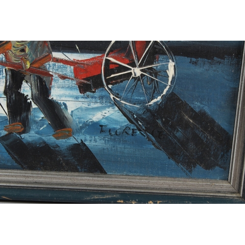 331 - SOUTH EAST ASIAN SCHOOL (20TH CENTURY)  Busy street scene  oil on canvas board  signed indistinctly ... 