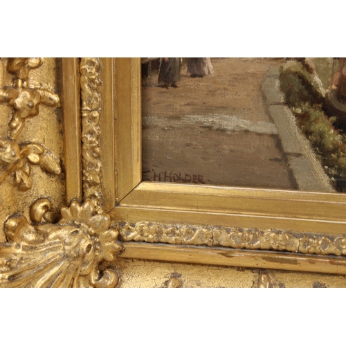 333 - EDWARD HENRY HOLDER (1847-1922)  River bank scene  oil on canvas  signed  21 x 28.5cm