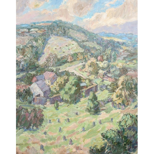 334 - ENGLISH SCHOOL (20TH CENTURY)  Landscape  oil on board  unframed  76.5 x 61cm