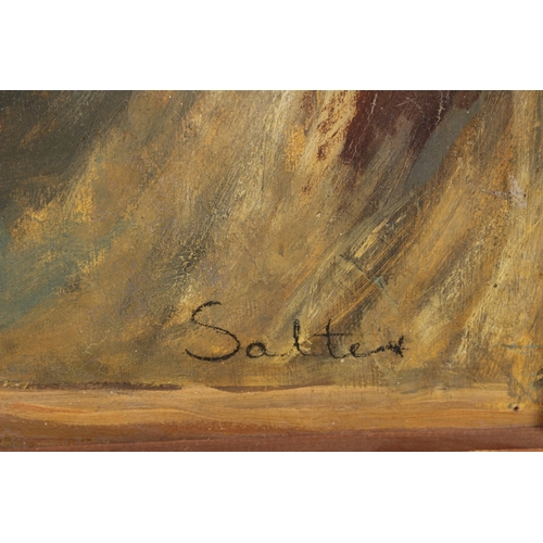 336 - SALTER  River scene with figures in a boat  oil on board  signed  92 x 83cm