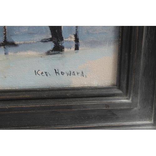 338 - WITHDRAWN FROM SALE KEN HOWARD (1932-2022)  'The National Gallery'  oil on canvas  signed  29 x 60cm